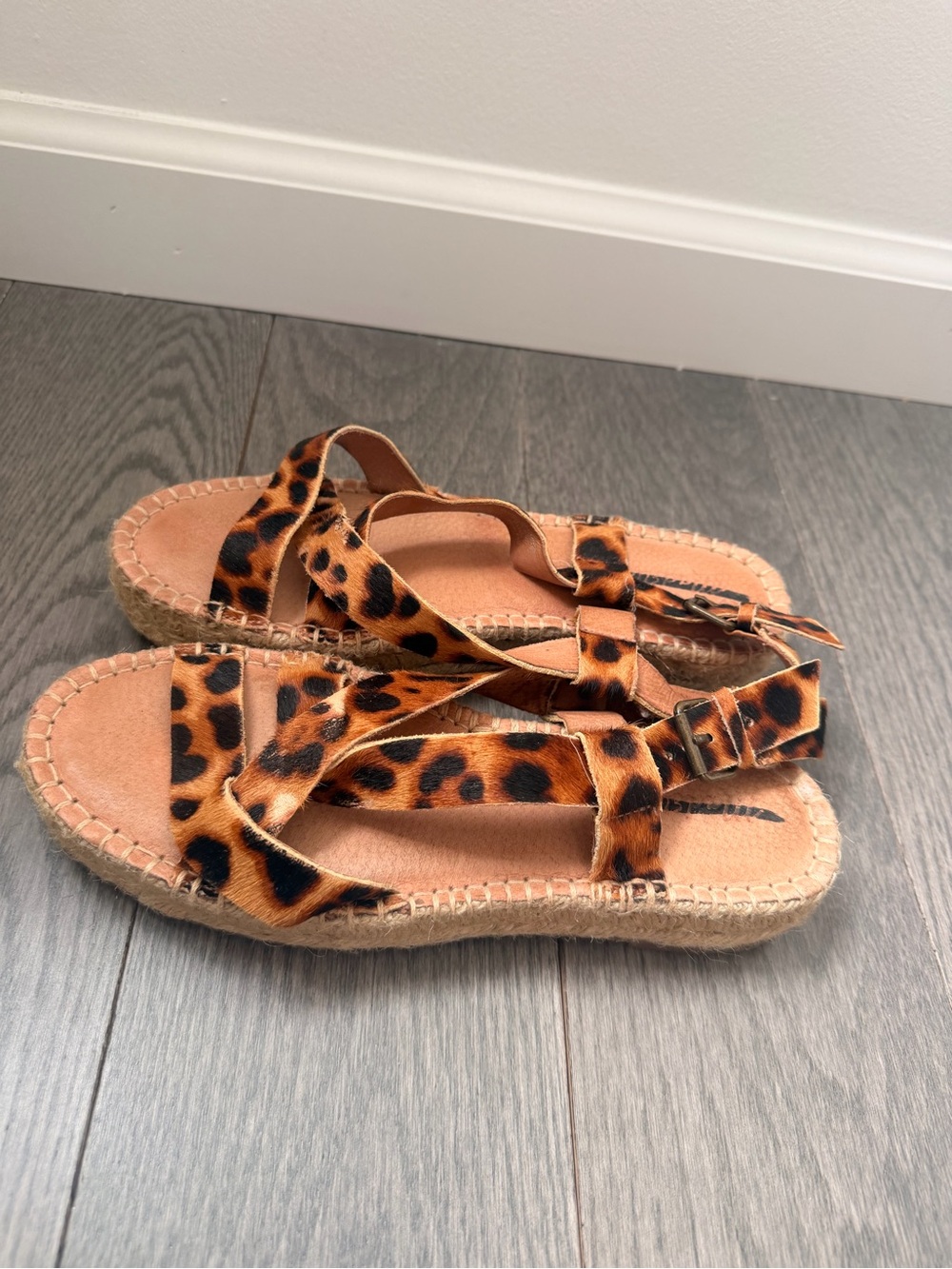 Madewell Leopard Print Espadrille Sandals - Brown/Black - Picture 2 of 4